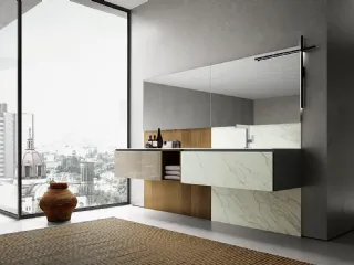 Mobile da Bagno sospeso in gres e vetro Modulo 03 di Archeda