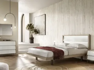 Letto Molding Aurora R12 in nobilitato resina e rovere gessato di Moretti Compact Giorno Notte