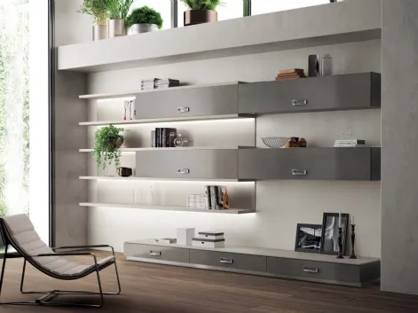 Libreria Living Exclusiva in laccato ossidato Stained Steel di Scavolini