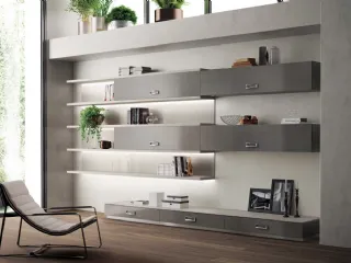 Libreria Living Exclusiva in laccato ossidato Stained Steel di Scavolini