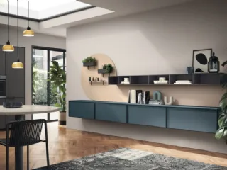 Parete Attrezzata Living Jeometrica Verde Ottanio di Scavolini