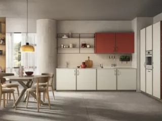 Cucina Moderna Jeometrica in decorativo Bianco Puro e Paprika di Scavolini