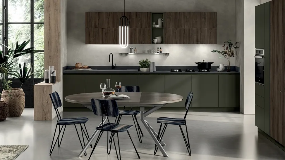 Cucina Moderna Liberamente Verde Minerale e Noce Garden di Scavolini